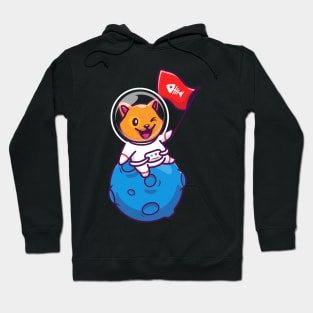 Astronaut cat with flag in hand Hoodie